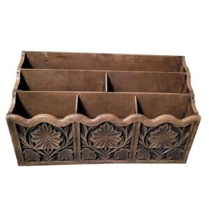 Vintage Lerner Desk Organizer 3 Tier 6 Slot Holder Faux Wood Mail Letter Caddy
